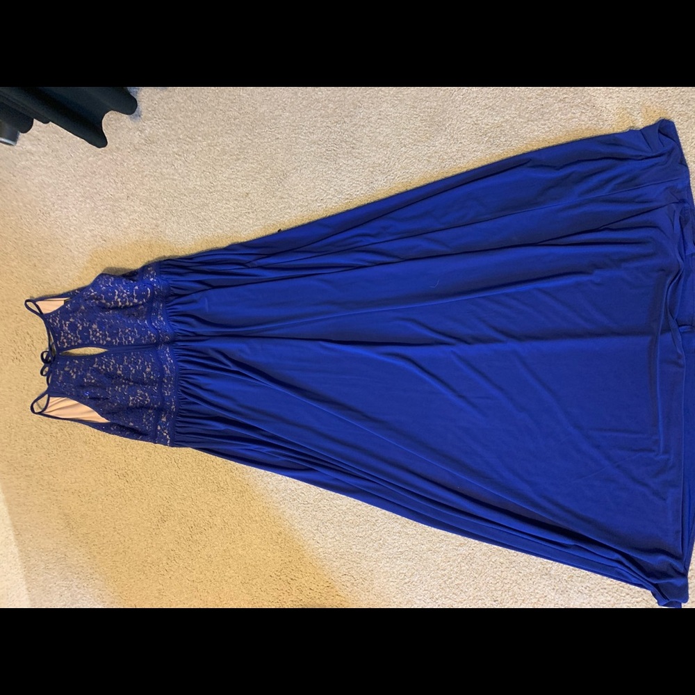 Blue prom dress with sequins on the top, size 12P